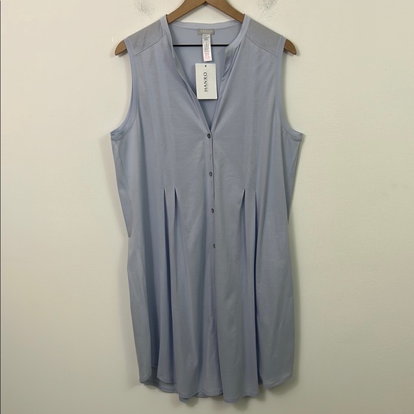 NWT Hanro Cotton Deluxe Tank Sleep Shirt Light Blue Womens Large - Picture 2 of 7